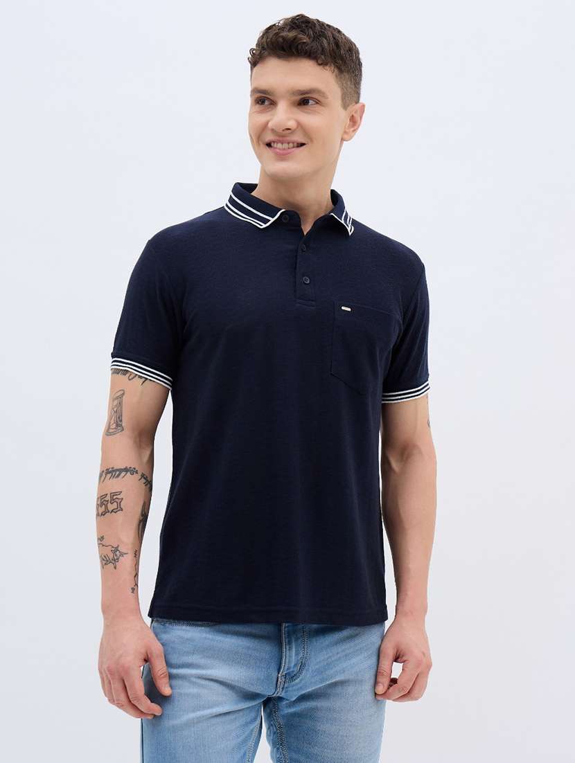 men solid short sleeve regular fit polo t-shirt
