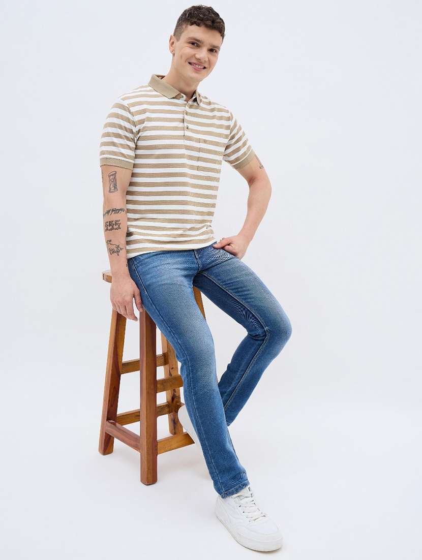 men striped short sleeve regular fit polo t-shirt - 22272857 -  Standard Image - 3
