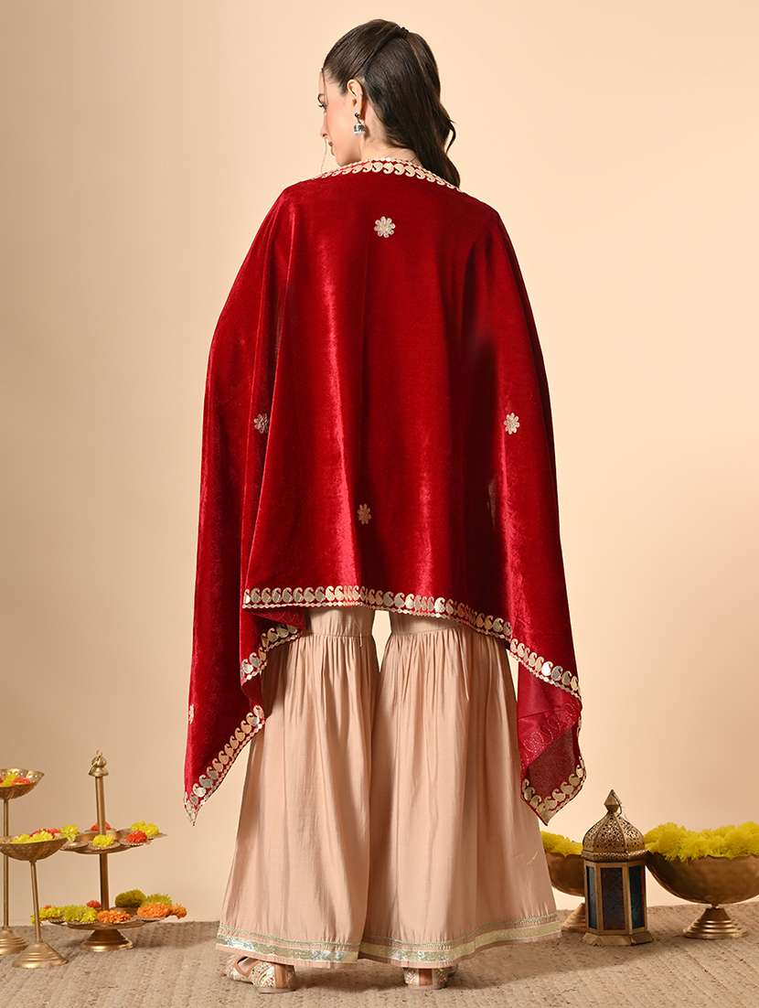 women gota detailed velvet dupatta - 22272885 -  Standard Image - 3