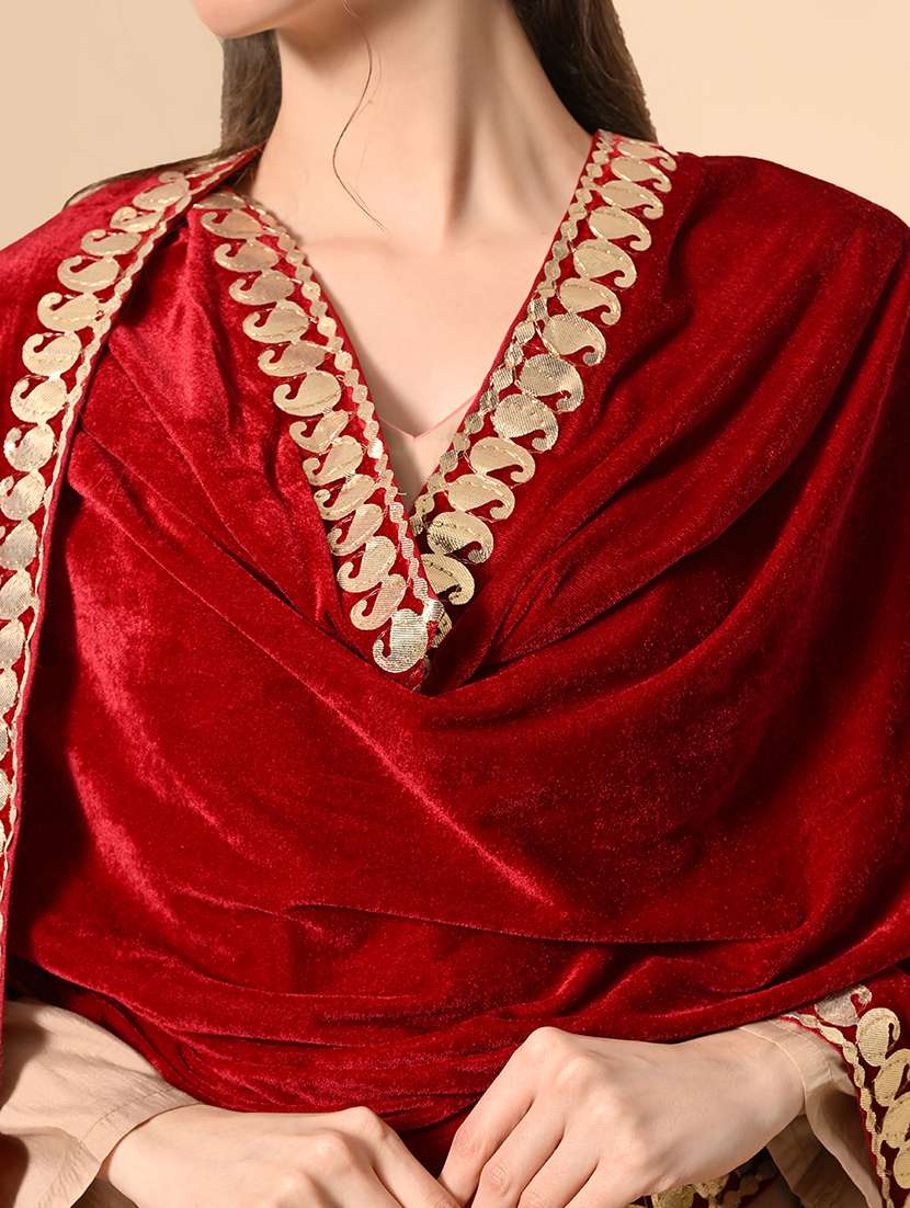 women gota detailed velvet dupatta - 22272885 -  Standard Image - 5