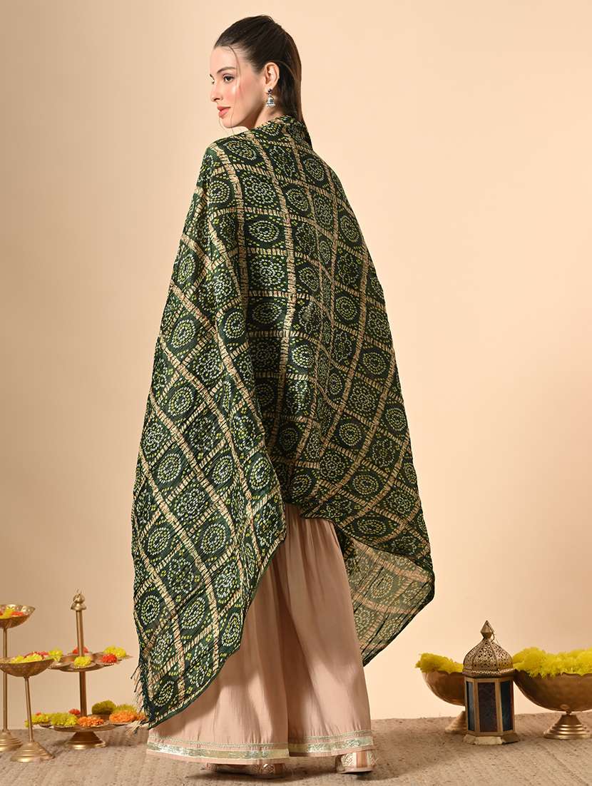 women green bandhani print dupatta - 22272886 -  Standard Image - 3