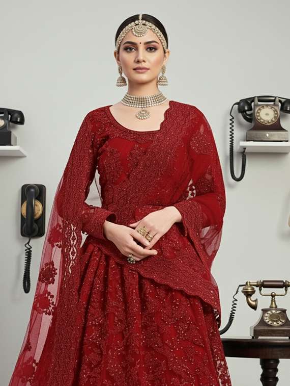 women solid with work semi stitched fit & flare gown - 22272899 -  Standard Image - 3