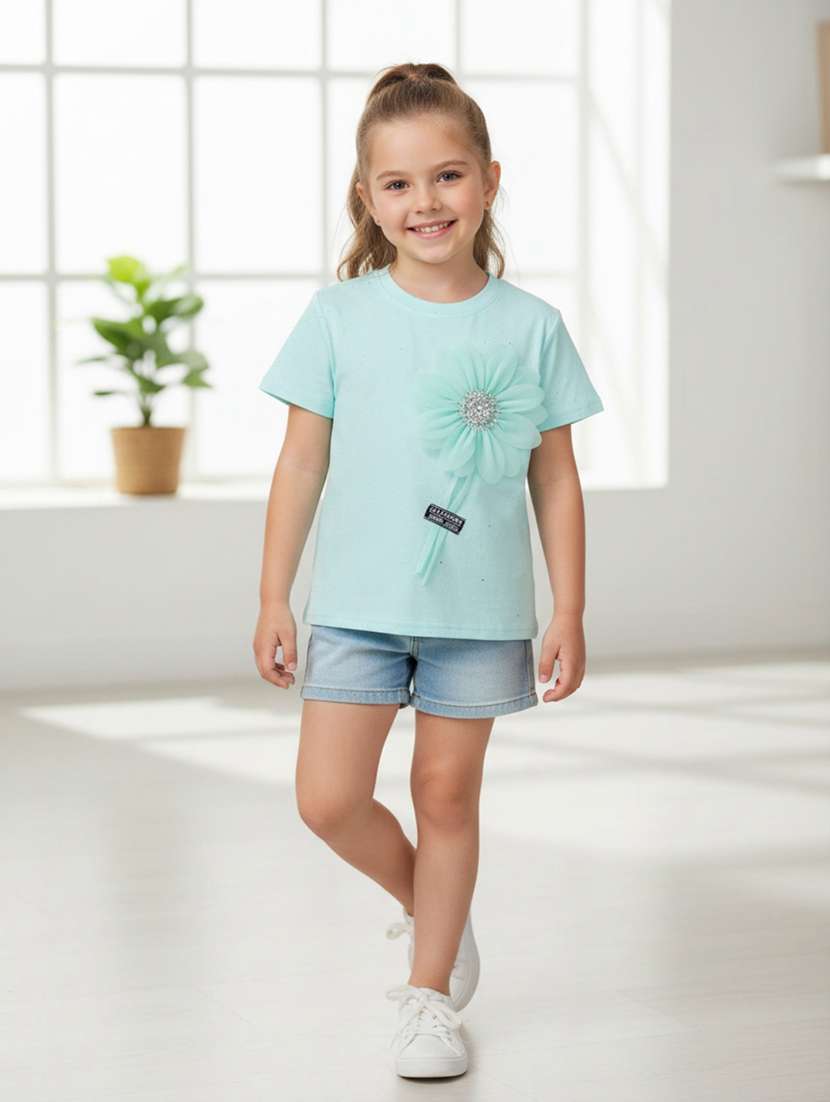 girls solid short sleeve tee