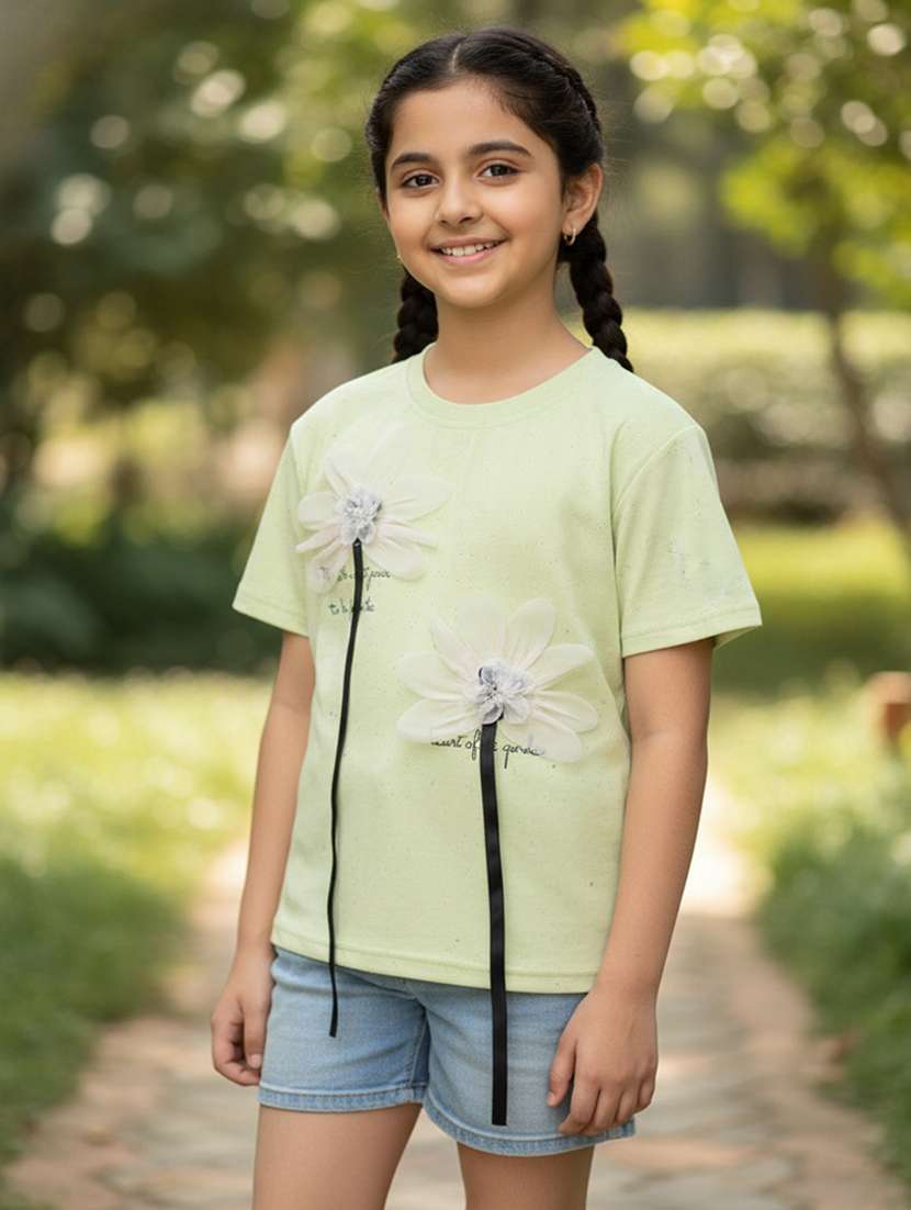 girls self designed short sleeve tee