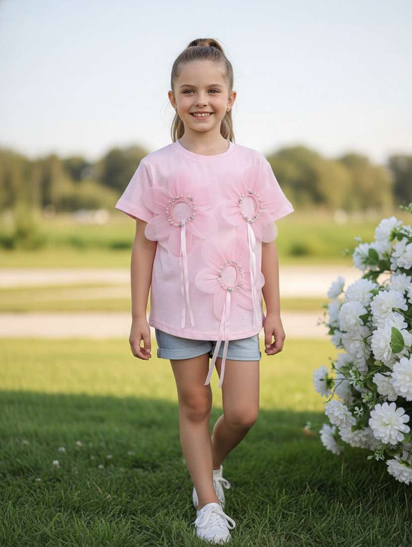 girls self designed short sleeve tee