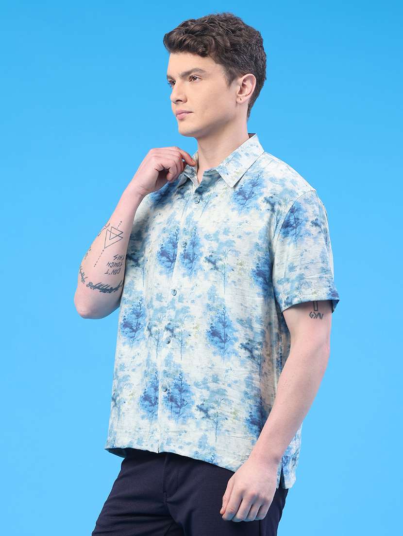 men printed short sleeve regular fit casual shirt - 22273151 -  Standard Image - 3
