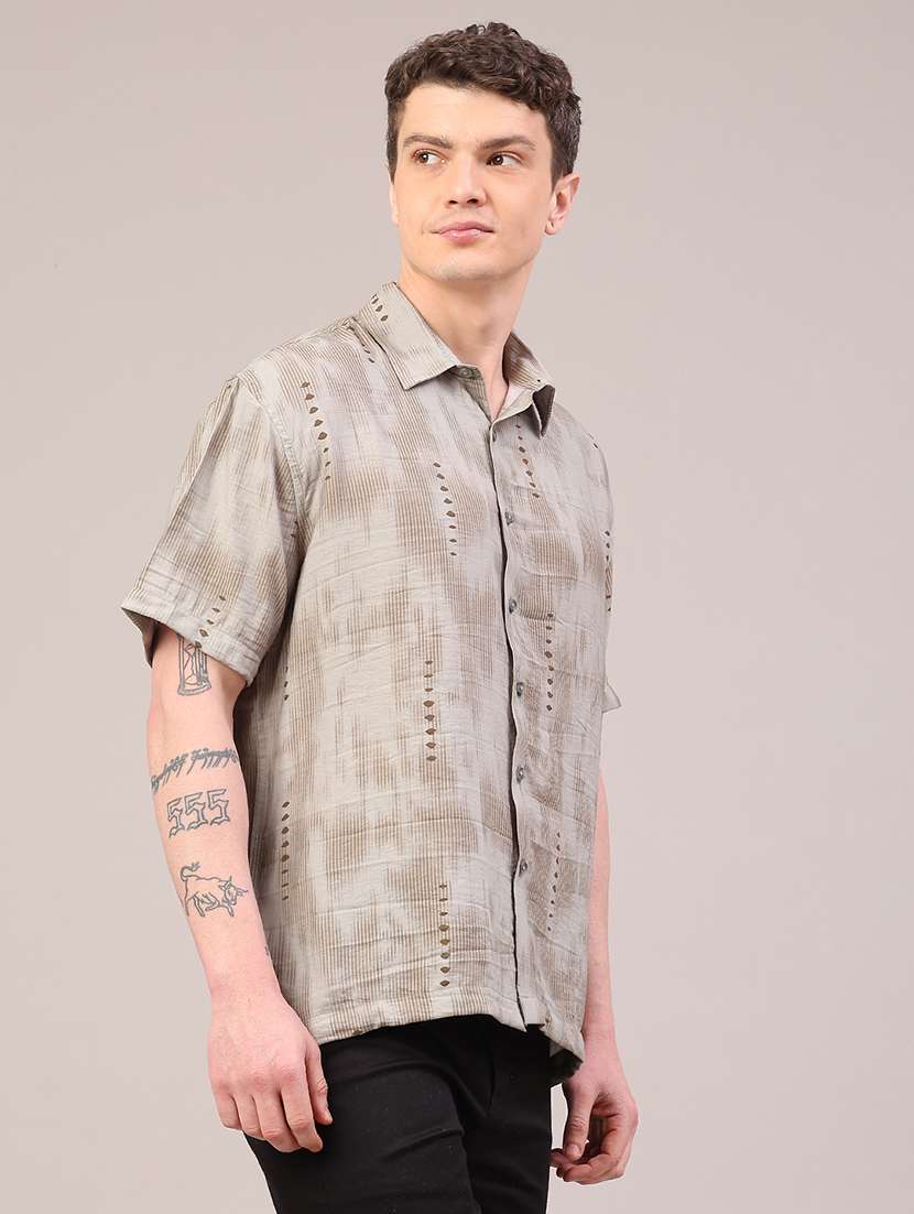 men printed short sleeve regular fit casual shirt - 22273152 -  Standard Image - 3