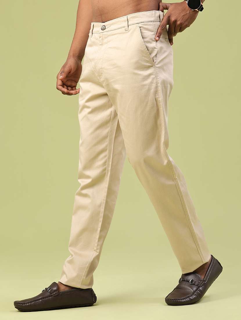 men solid mid rise chinos casual trouser - 22273167 -  Standard Image - 3