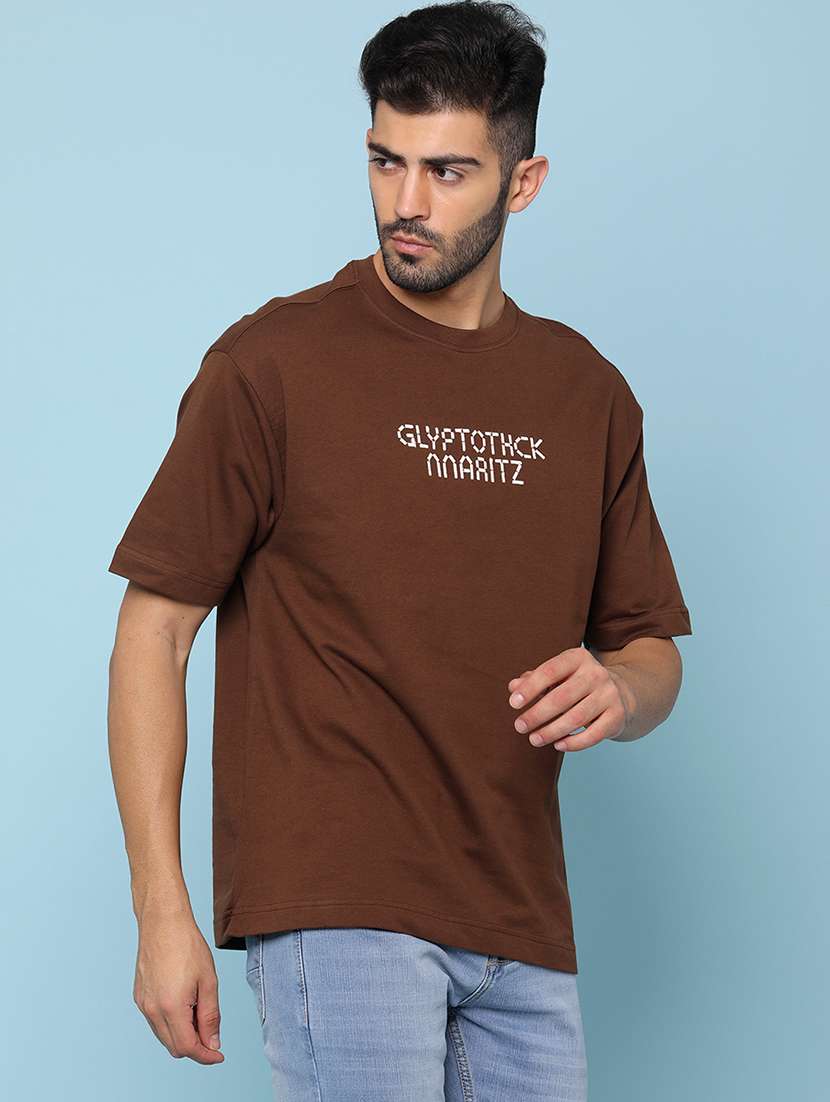 men typographic short sleeve loose fit t-shirt