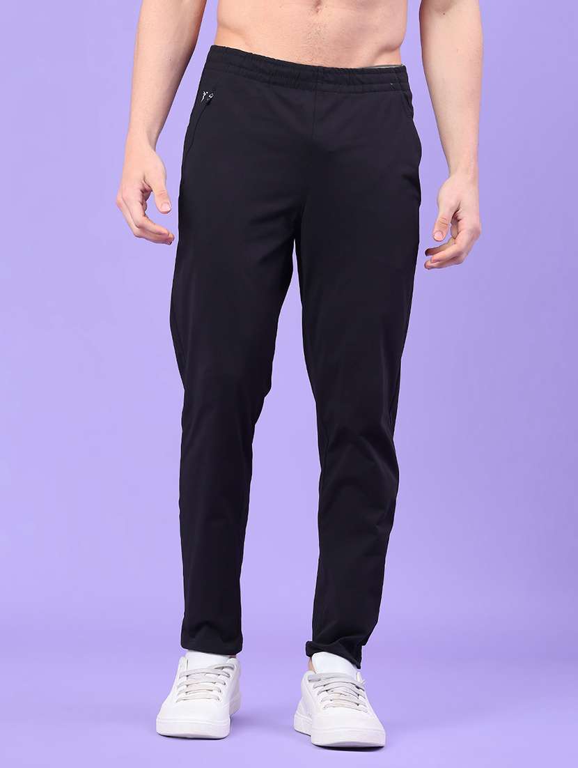 men solid mid rise regular fit track pant