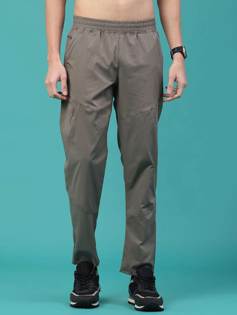 men solid mid rise full length track pant