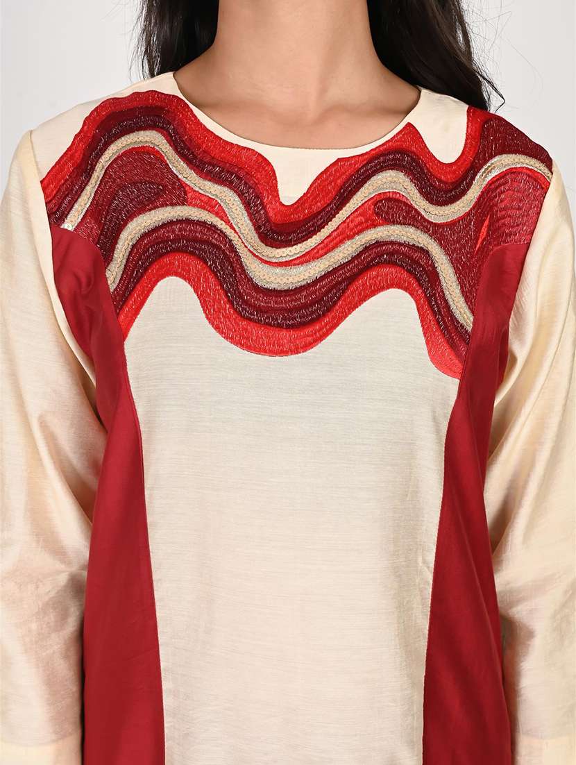 women color block three quarter sleeve kurta palazzo set - 22273556 -  Standard Image - 3