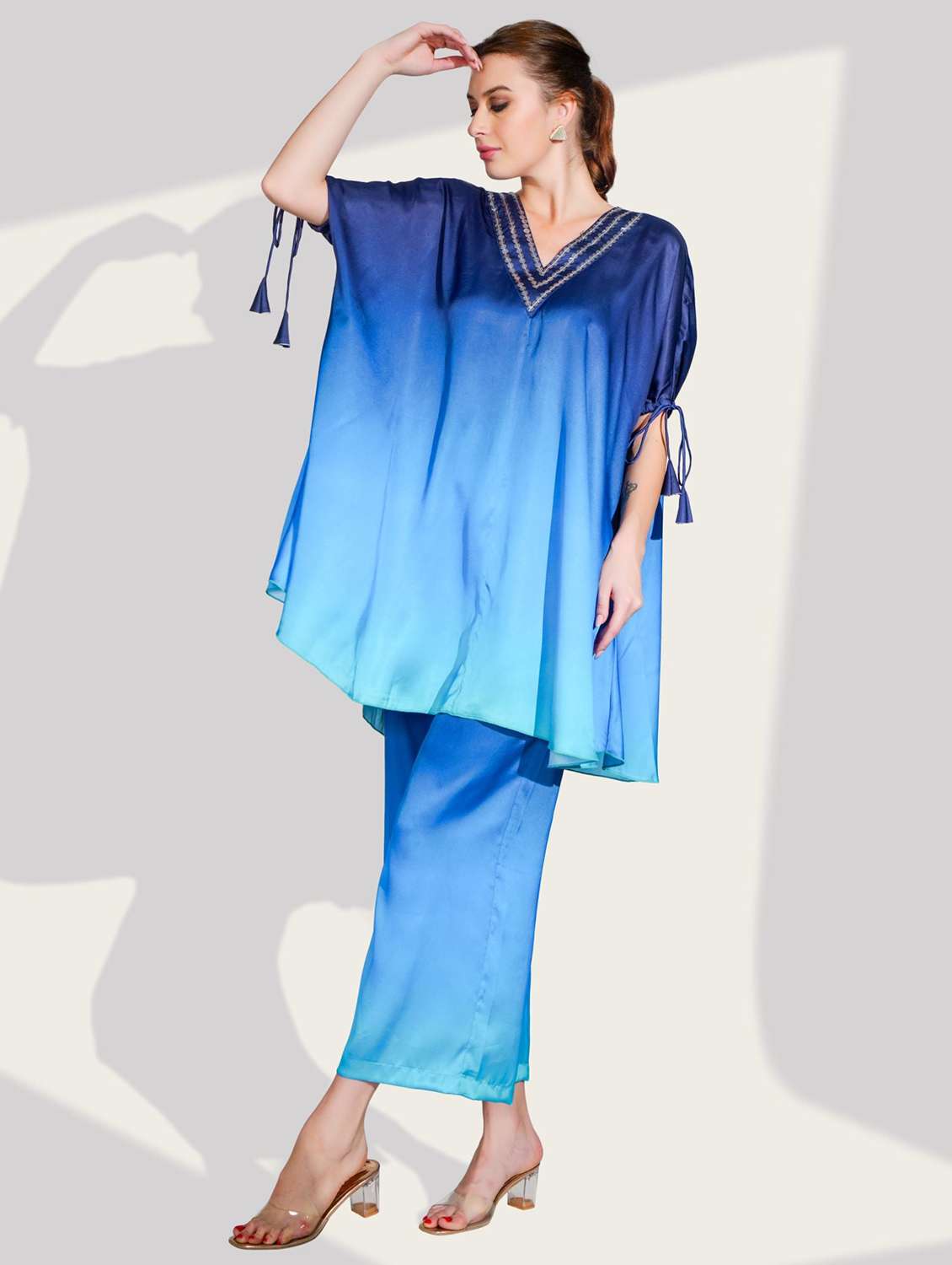 women tie and dye kimono sleeve co-ord set