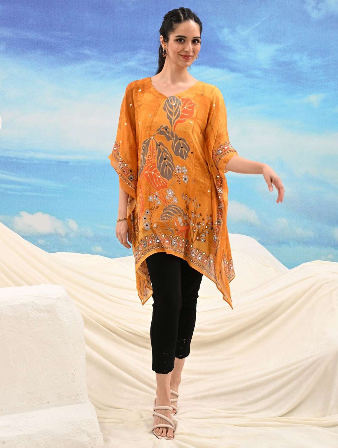 women printed kimono sleeve kaftan tunic - 22273673 -  Standard Image - 3