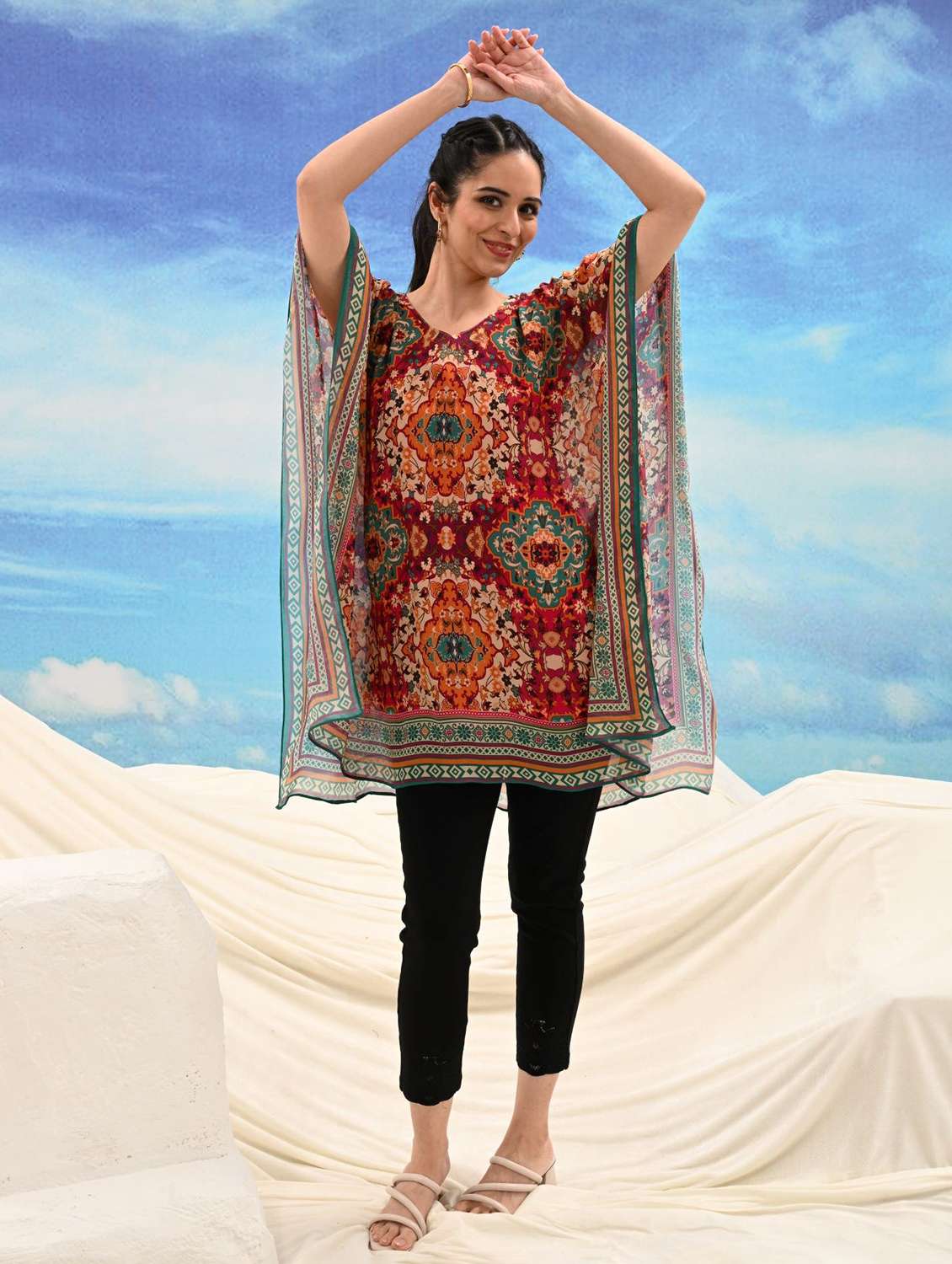 women printed kimono sleeve kaftan tunic - 22273674 -  Standard Image - 3