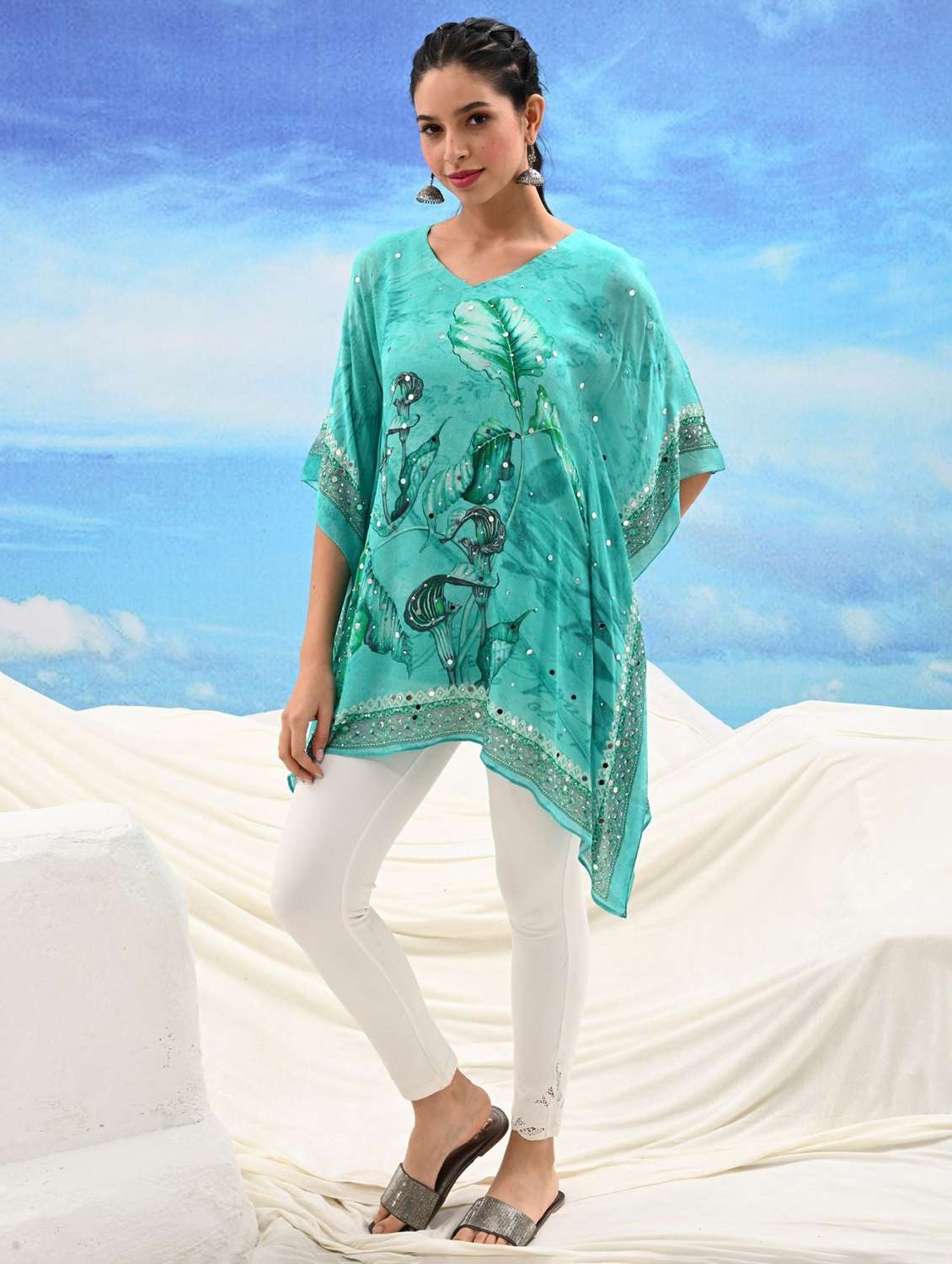 women printed kimono sleeve kaftan tunic - 22273676 -  Standard Image - 3