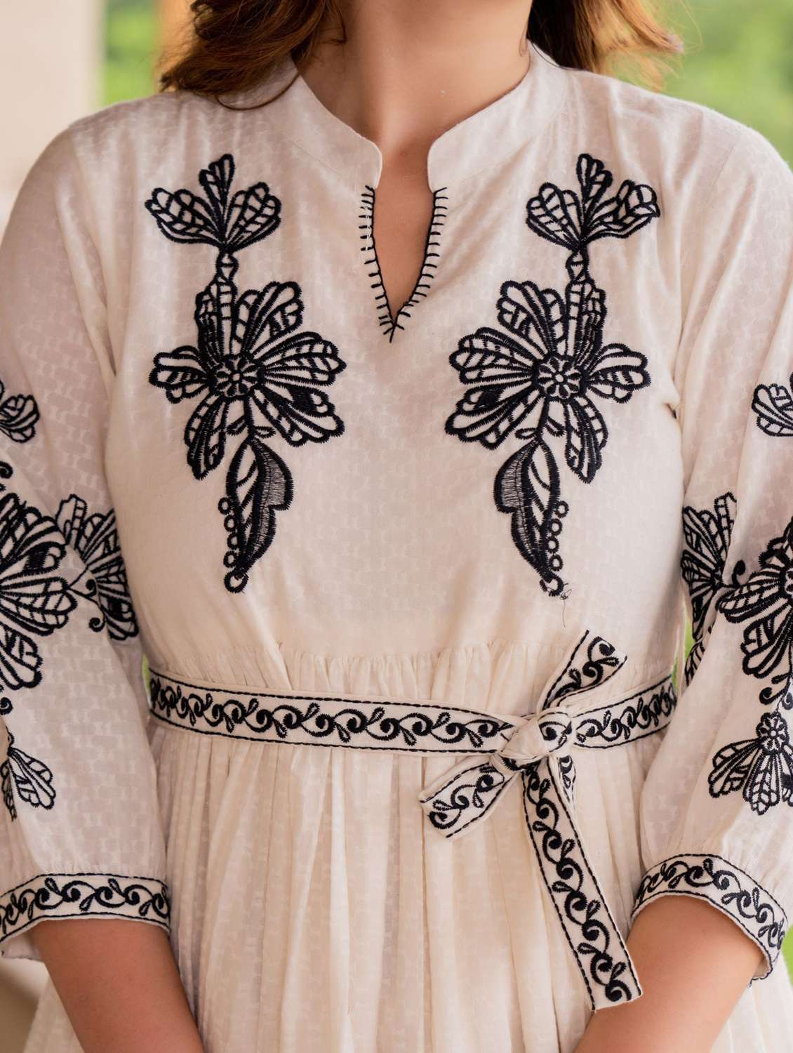 women embroidered puff sleeve fit & flare dress - 22273695 -  Standard Image - 3