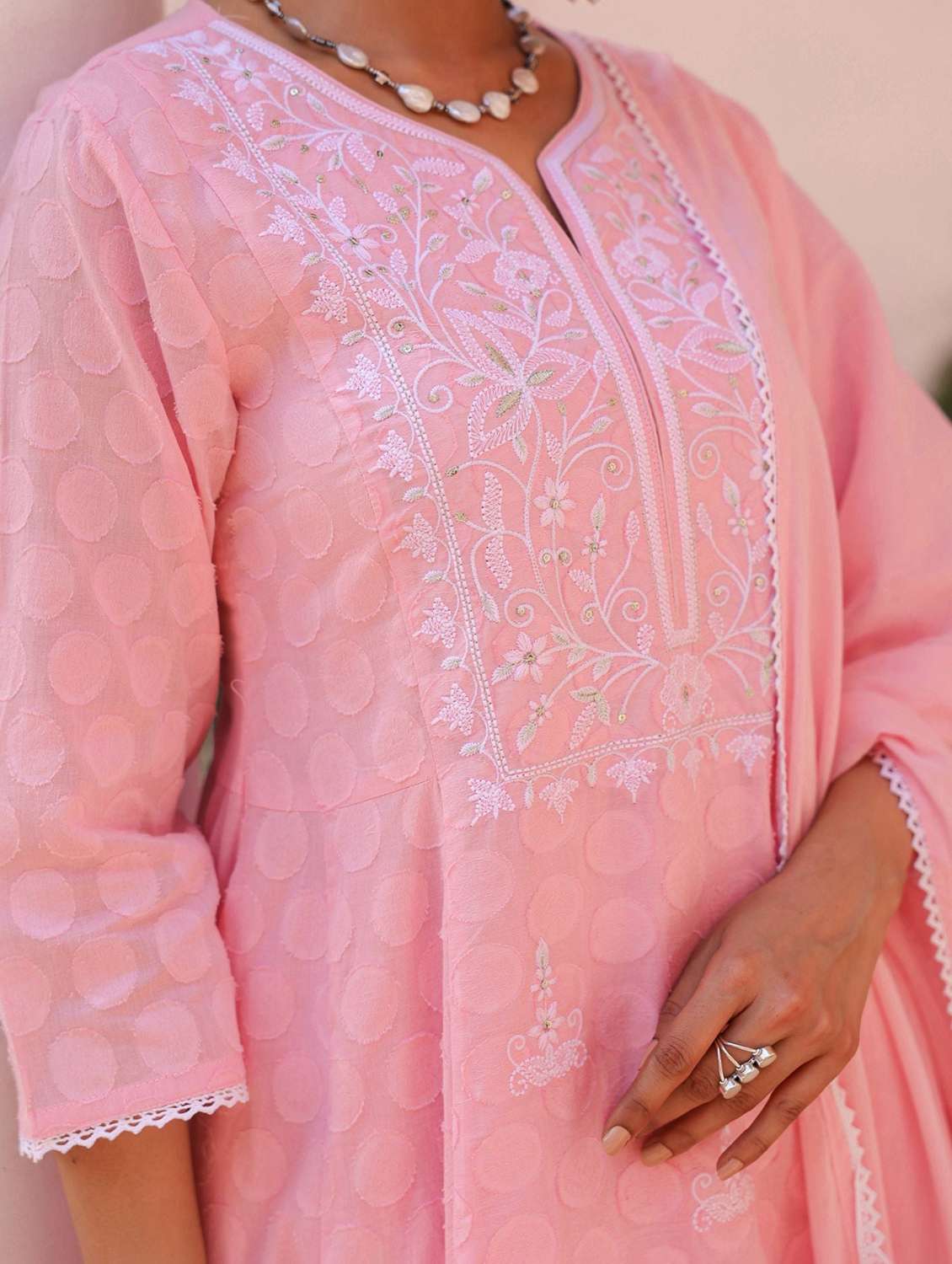 women self design three quarter sleeve kurta salwar with dupatta set - 22273734 -  Standard Image - 3