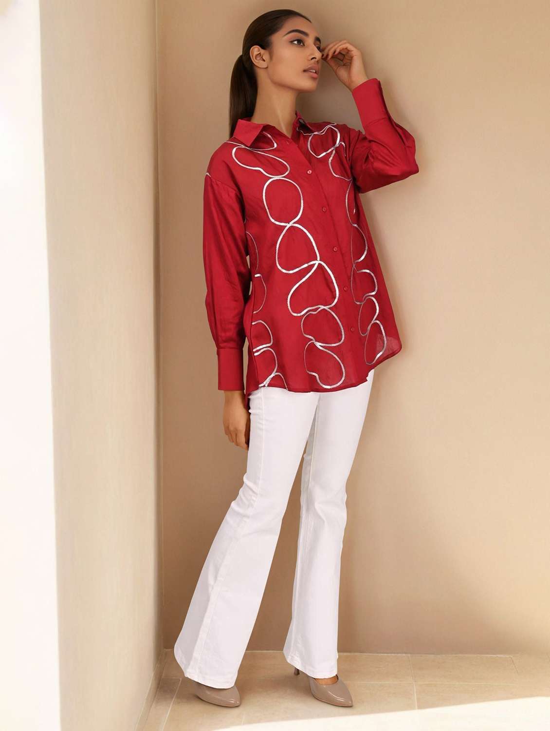 women collared long sleeve regular shirt - 22273754 -  Standard Image - 3