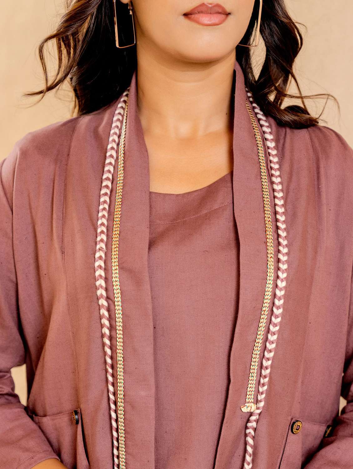 women solid three quarter sleeve co-ord set - 22273768 -  Standard Image - 3