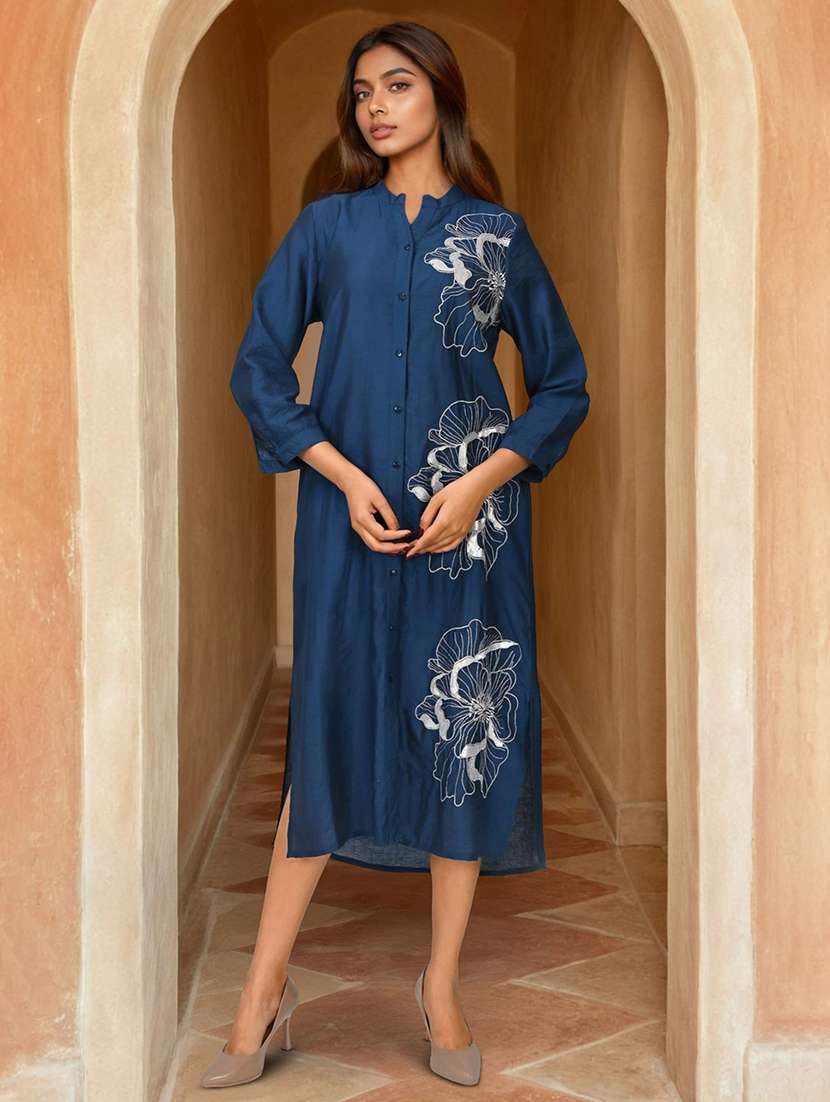 women embroidered long sleeve shirt dress