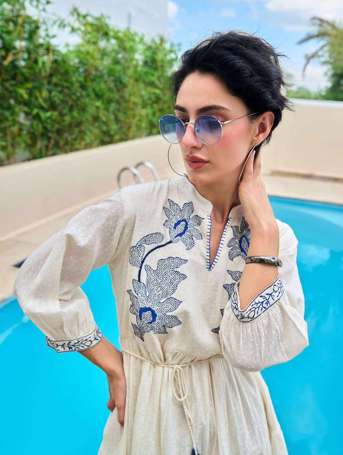 women embroidered puff sleeve fit & flare dress - 22273794 -  Standard Image - 3