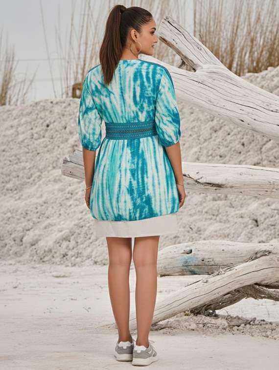 women printed puff sleeve a-line dress - 22273808 -  Standard Image - 3