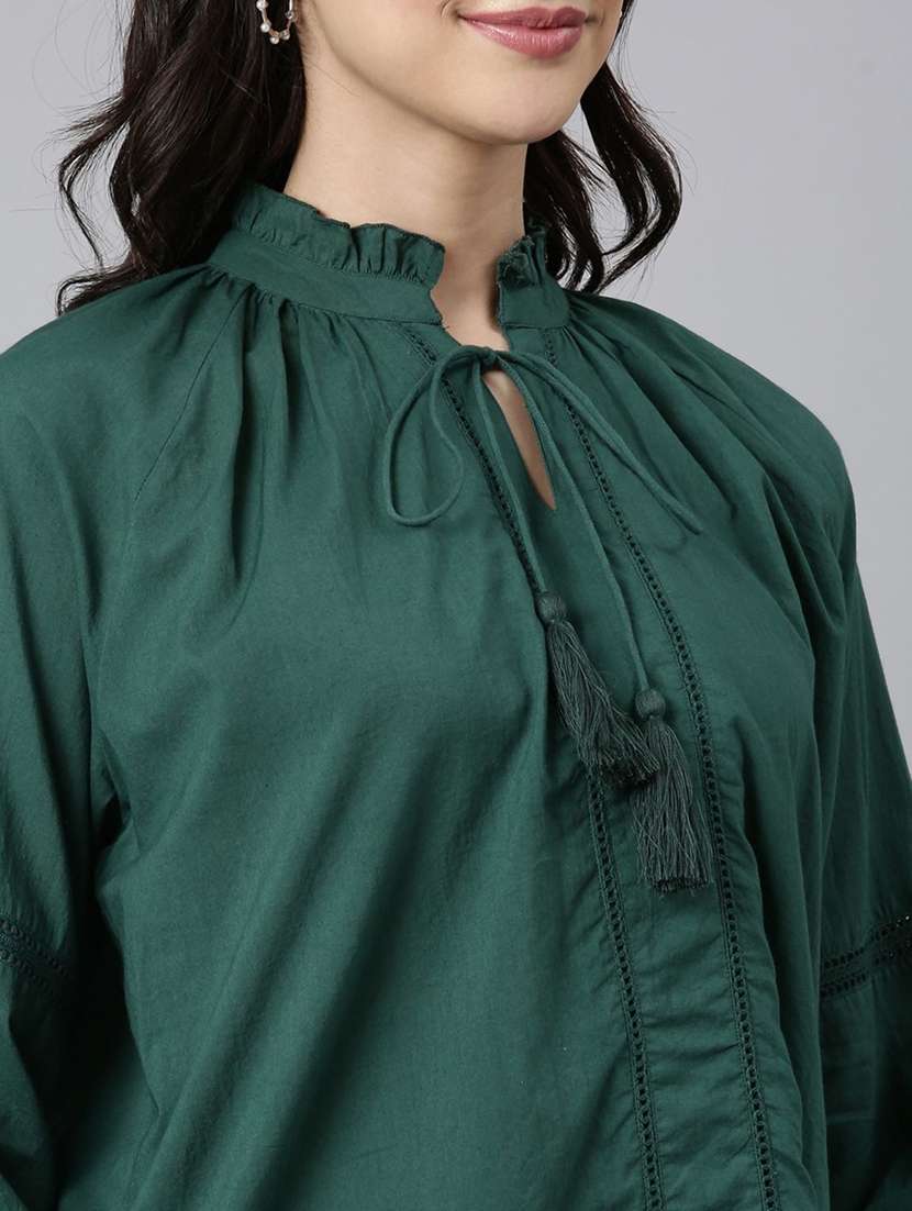 women embroidered puff sleeve a-line top - 22273816 -  Standard Image - 3