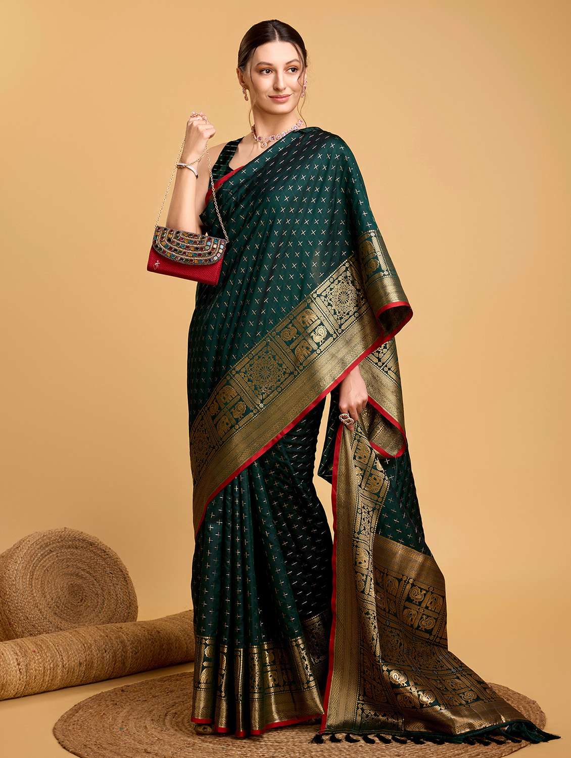 women self design banarasi saree with blouse