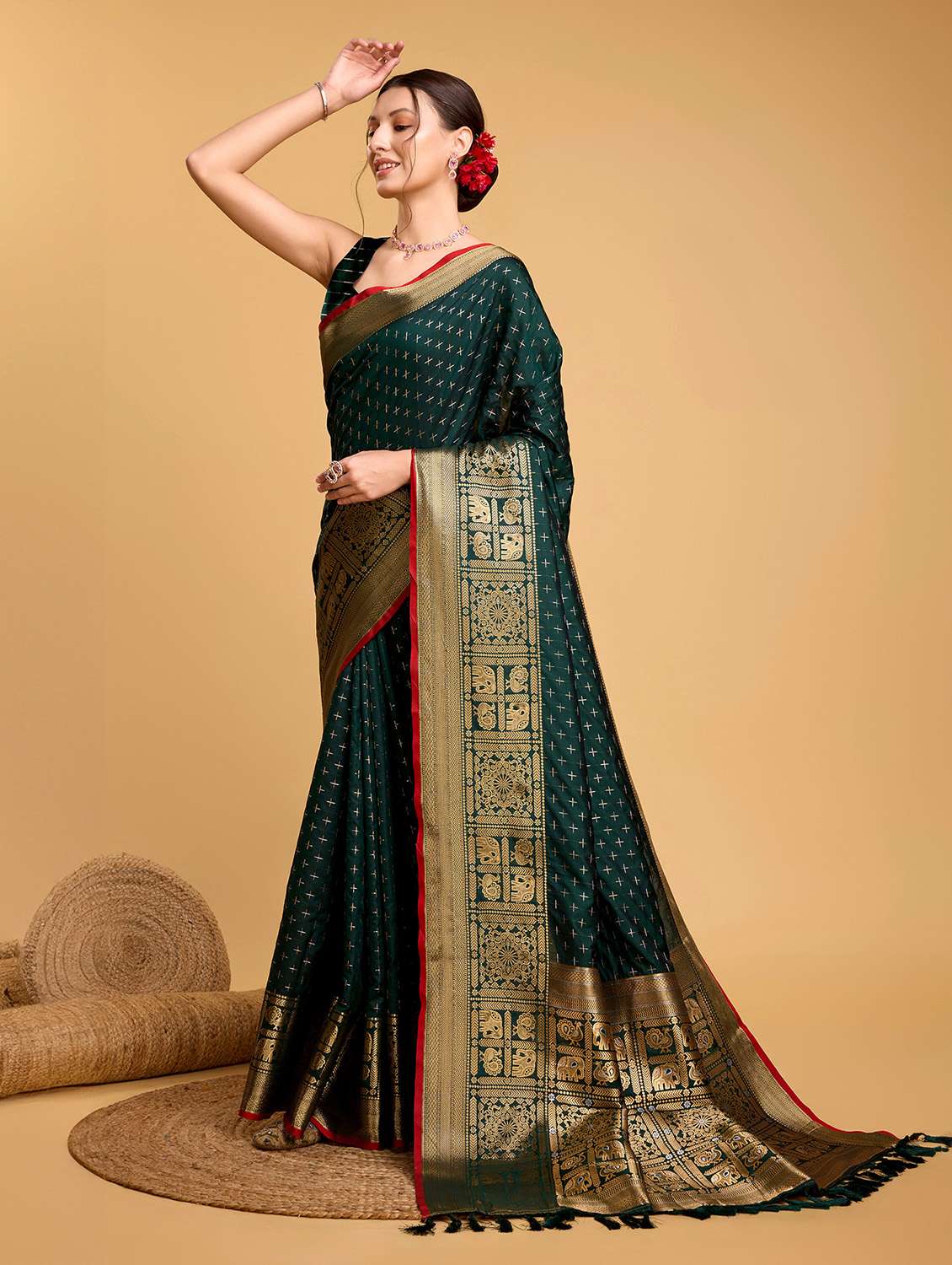 women self design banarasi saree with blouse - 22274024 -  Standard Image - 3