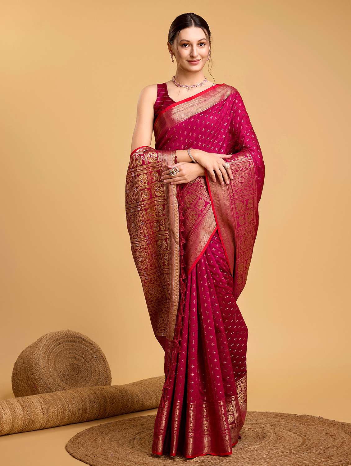 women self design banarasi saree with blouse - 22274028 -  Standard Image - 3