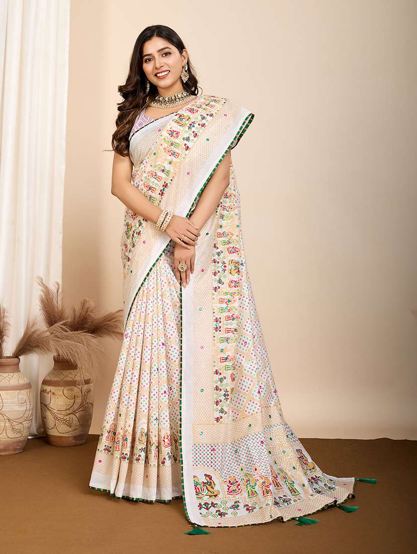 women printed casual wear saree with blouse - 22274057 -  Standard Image - 3