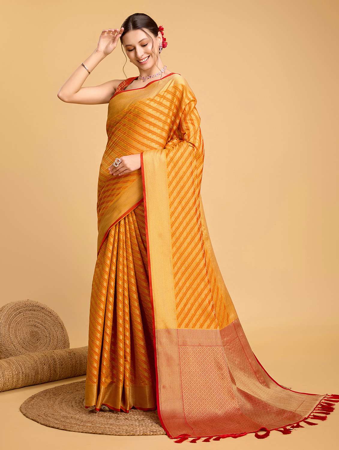 women self design banarasi saree with blouse