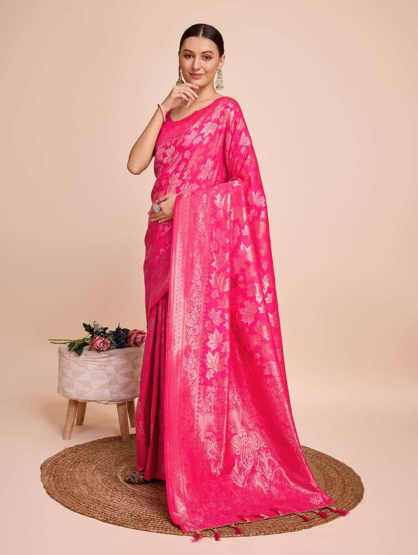 women self design banarasi saree with blouse