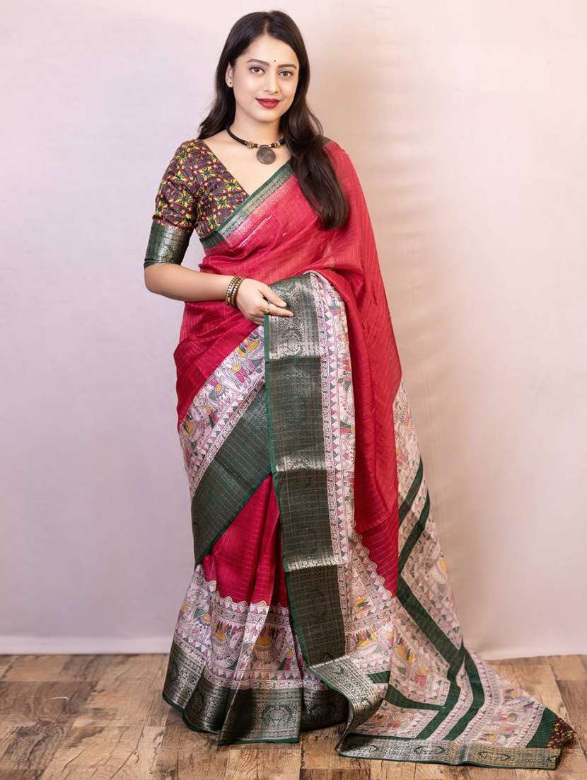 women printed casual wear saree with blouse