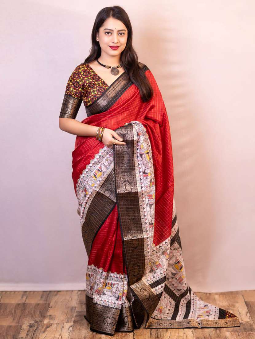 women printed casual wear saree with blouse