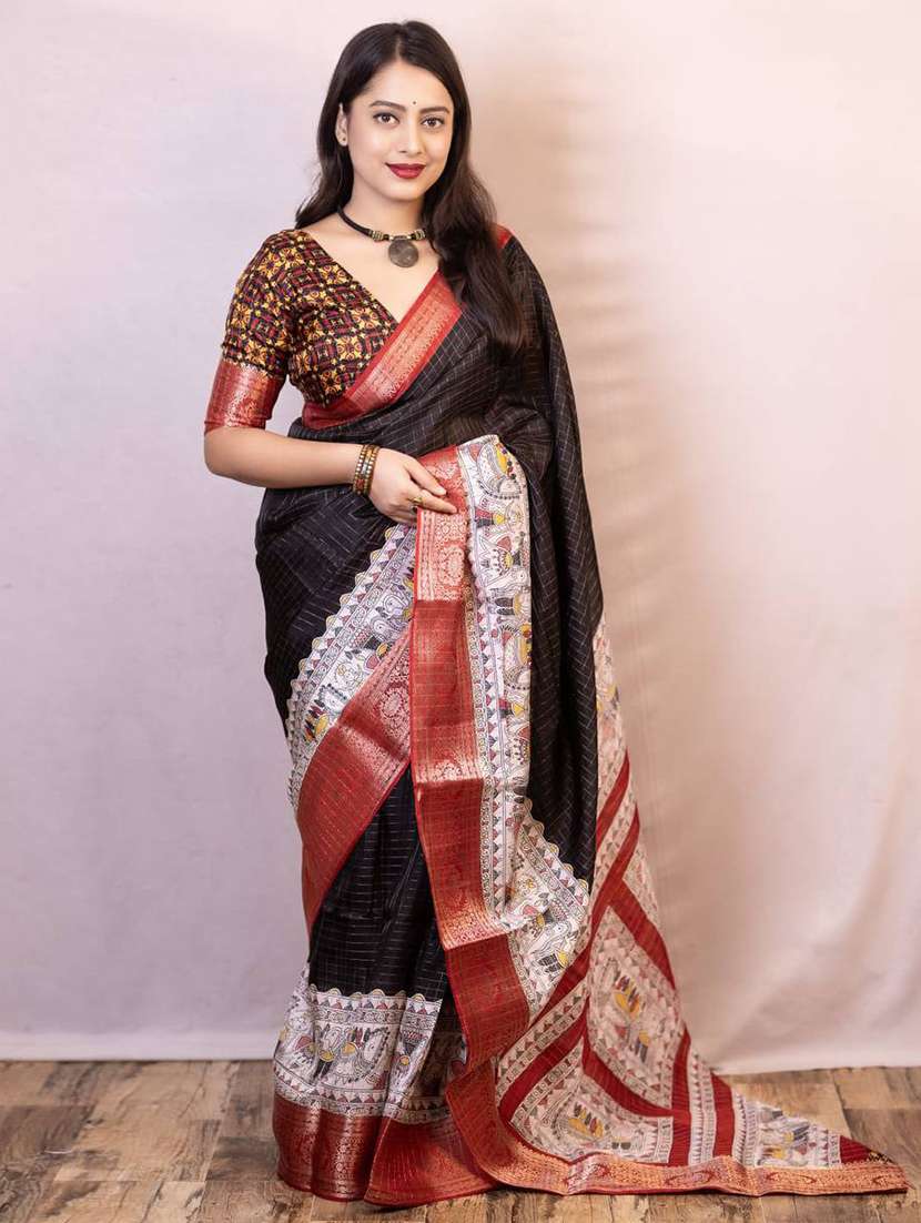 women printed casual wear saree with blouse