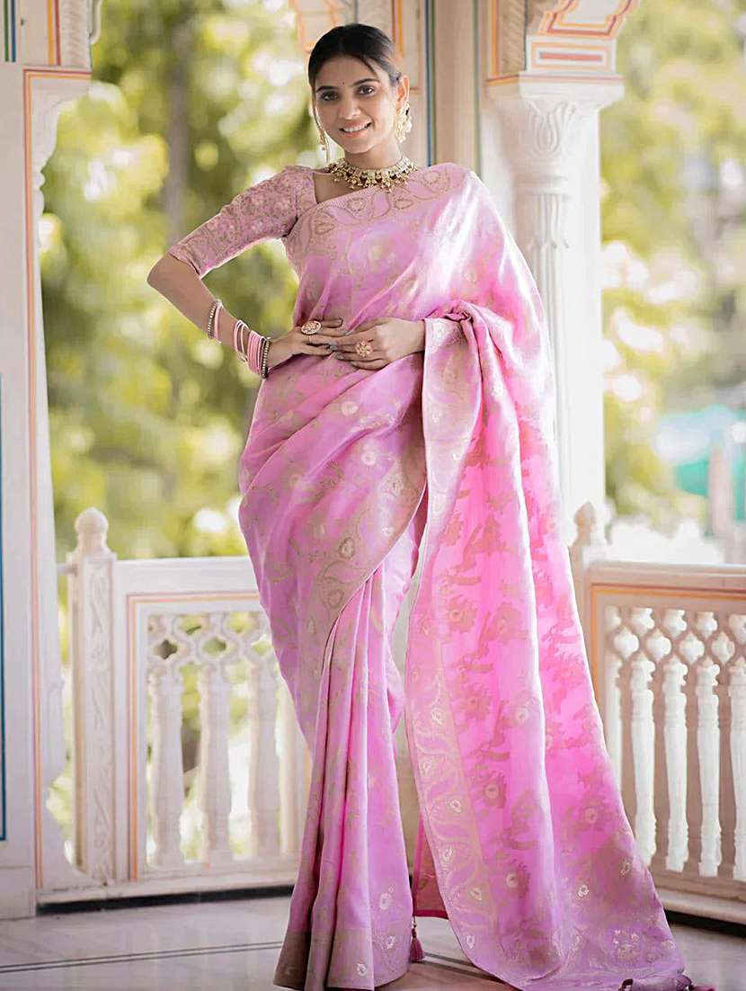 women self design banarasi saree with blouse
