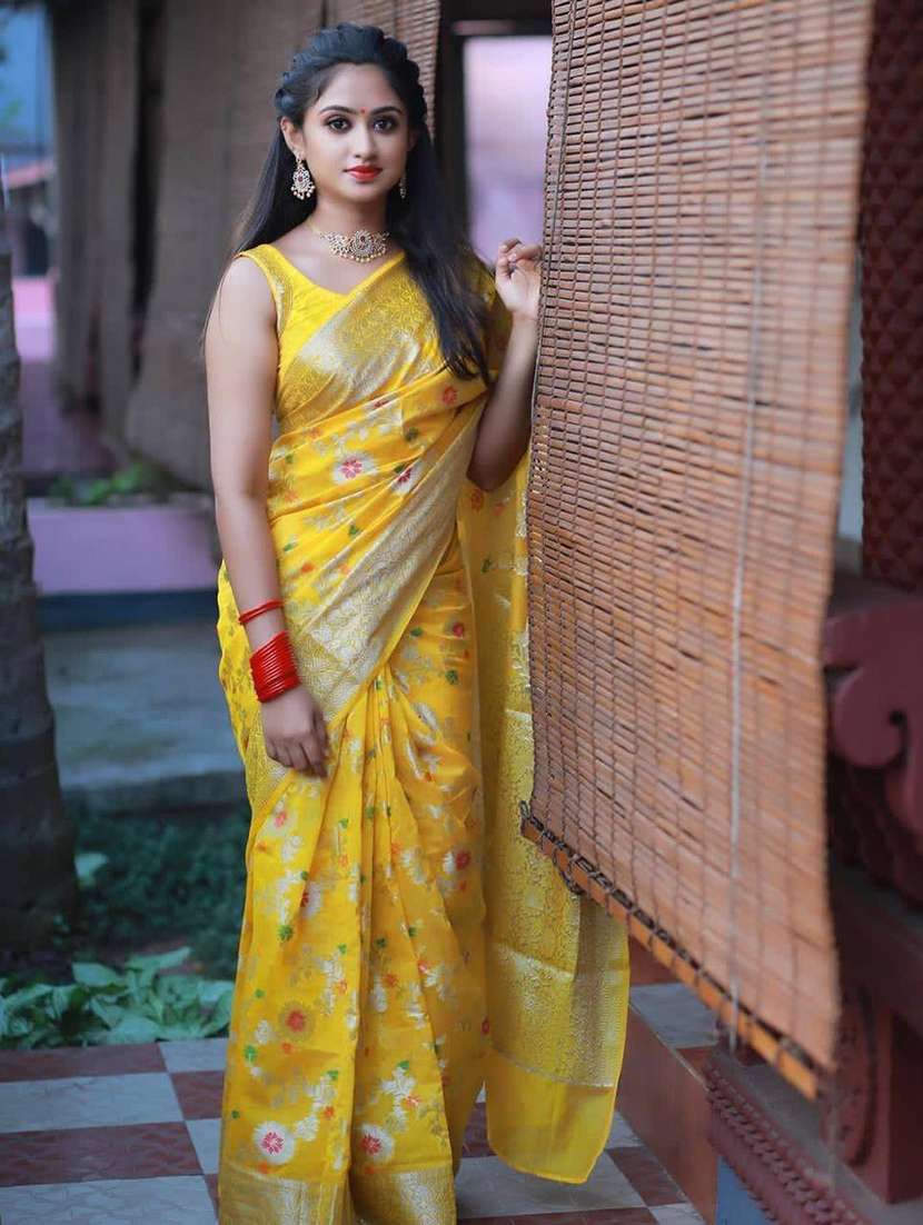 women self design banarasi saree with blouse