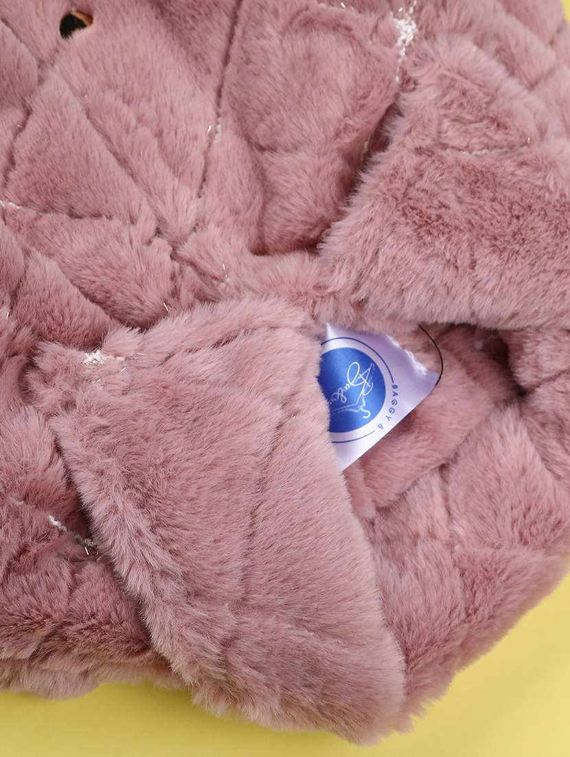 girls solid long sleeve fur jacket - 22274231 -  Standard Image - 3