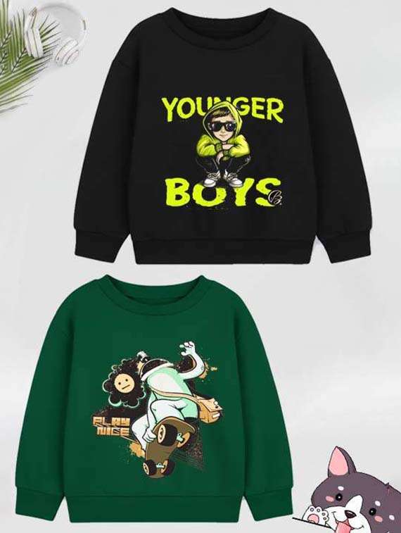 boys printed long sleeve sweatshirt combo