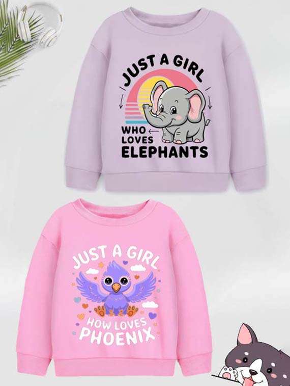 girls pack of 2 printed long sleeve sweatshirt 