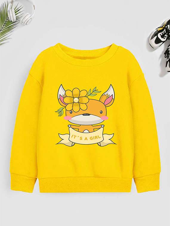 girls front print long sleeve sweatshirt