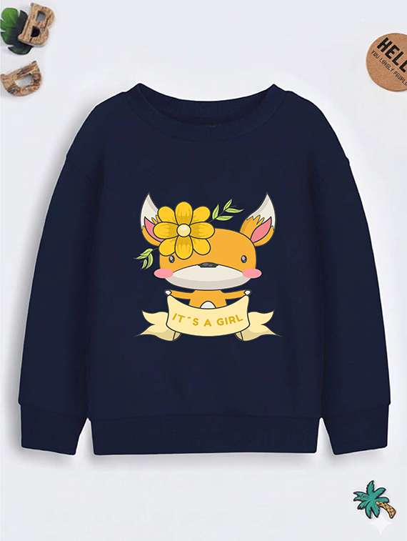 girls front print long sleeve sweatshirt