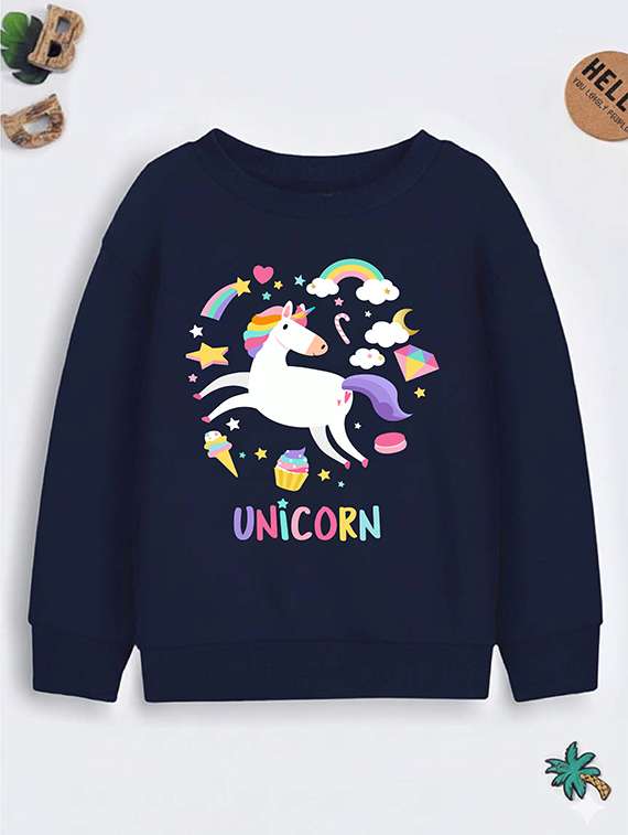 girls front print long sleeve sweatshirt