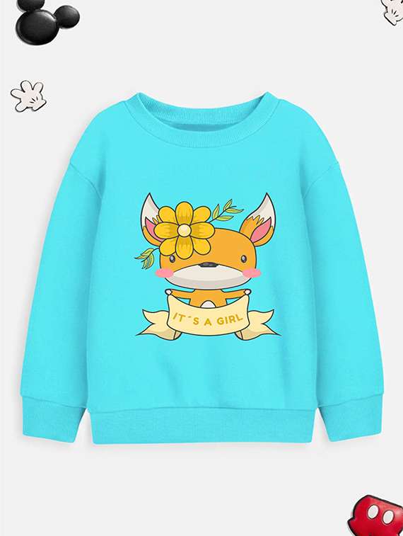 girls front print long sleeve sweatshirt