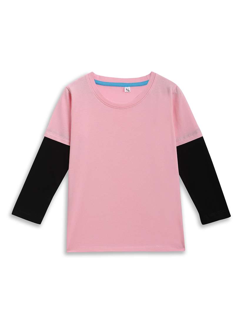 girls color blocked long sleeve tee