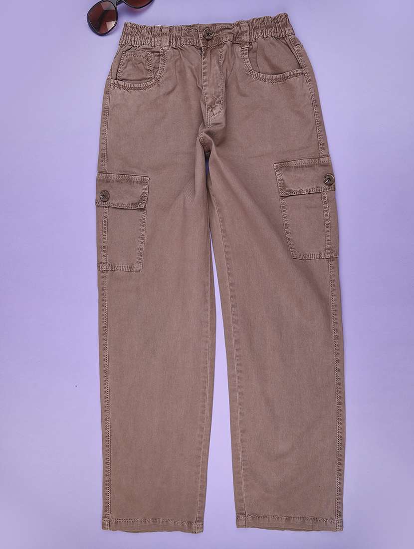 brown poly cotton plain jean
