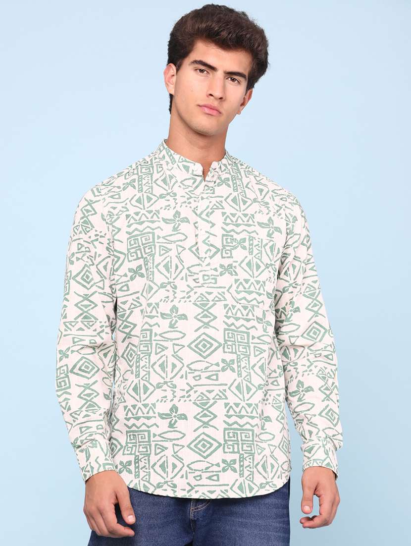men printed mandarin neck kurta - 22274804 -  Standard Image - 3