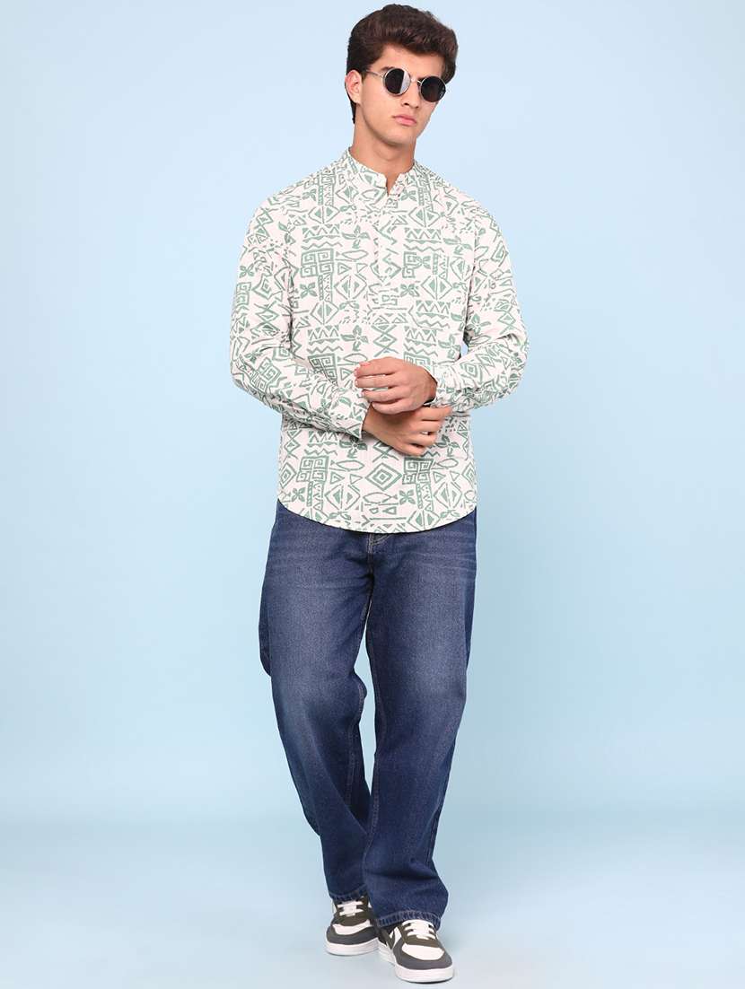 men printed mandarin neck kurta - 22274804 -  Standard Image - 5